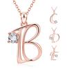 26 Capital Letter Pendant Necklace Cubic Zirconia Rose Gold Jewelry Accessory
