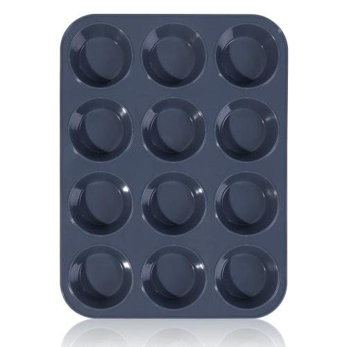 Large Silicone Muffin Pan, Cake Pan, Nonstick, 12-Cavity Muffin Pan, Baking Cups, Cake Mold, Kitchen Tool, Easy To Clean, Gray