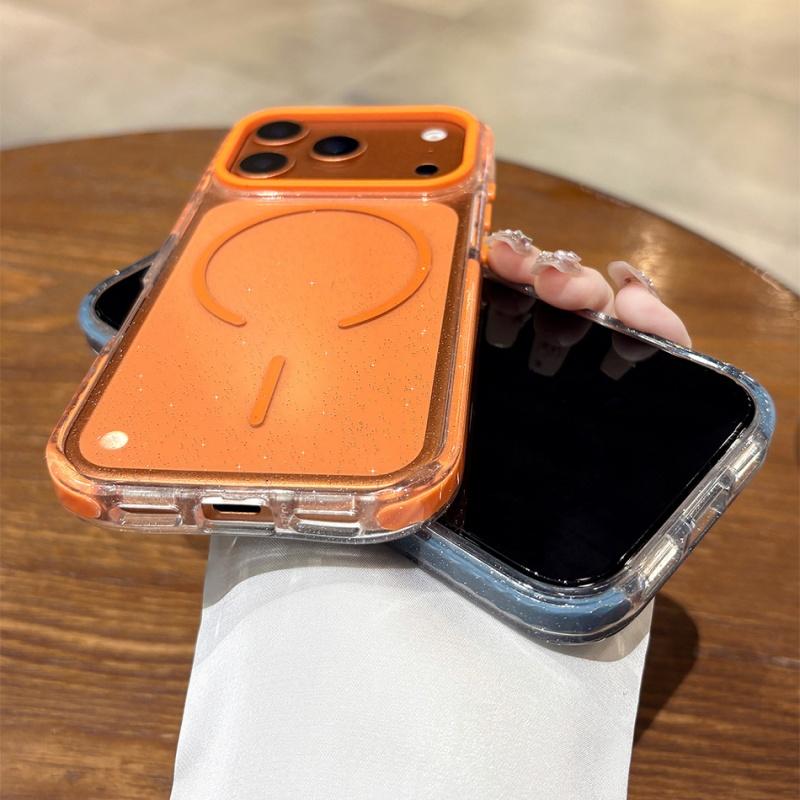 Luxury Bling Glitter For Magsafe Magnetic Clear Case For iPhone 16 17 Pro Max 15 14 Plus 13 12 Wireless Charge Shockproof Cover