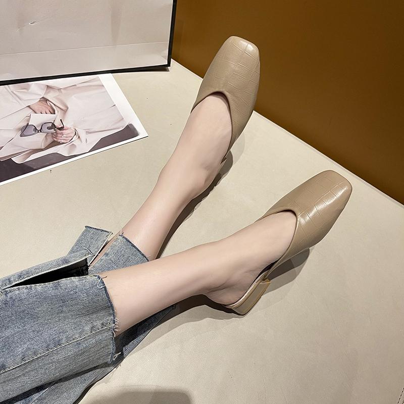 Новое поступление лета, повседневные модные однотонные тапочки Baotou, удобные нескользящие женские туфли на низком каблуке, НЕТ:Е2205