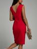 V Neck Solid Color Dress Waist Hugging Elegant Bodycon Dress for Women Sleeveless Loose Dresses Causal Ceremonial Dress