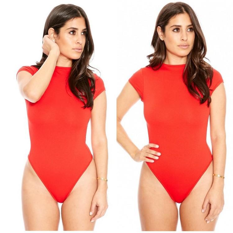 European Hot Selling Short Sleeve Round Neck Base Layer Jumpsuit Bodysuit FK1488