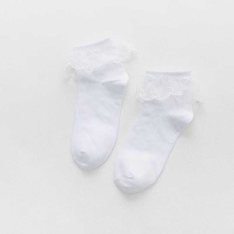 Женские короткие носки Harajuku Sweet Retro с кружевом, носки Lolita Frilly Ruffle, хлопковые носки Princess, мягкие и удобные, однотонные носки до щиколотки для девочек