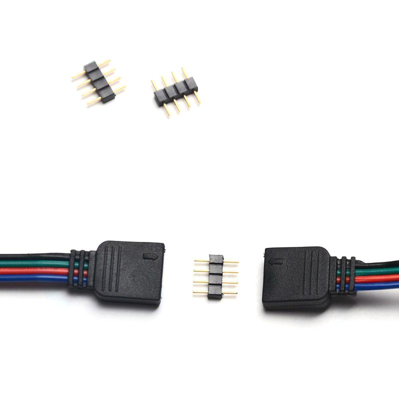 10Pcs/Lot 4 Pin Rgb Connector Adapter Pin Needle Male Type Double 4Pin,For Rgb 5050 3528 Led Strip Diy Lights Insert