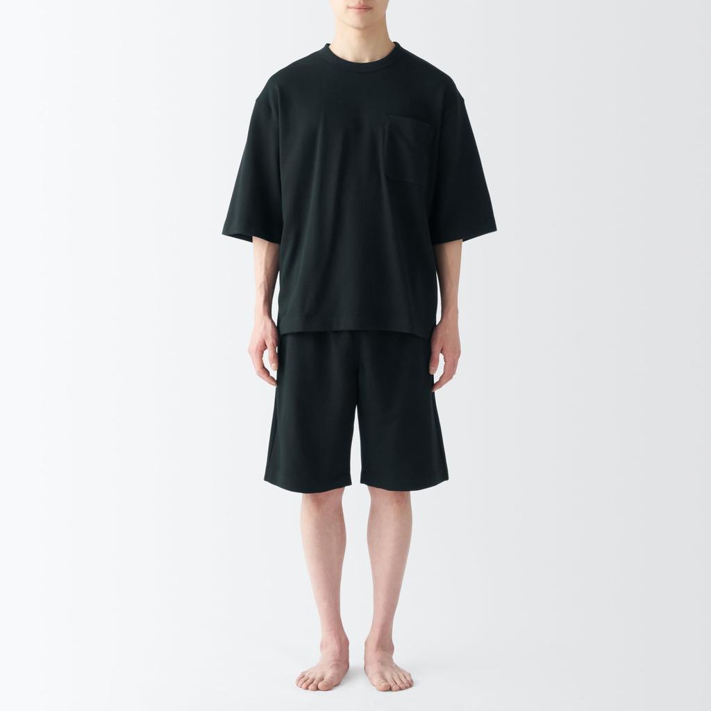 MUJI свитер с коротким рукавом комнатная одежда комплект FB0XWA4S черный S мужской мужской мужской