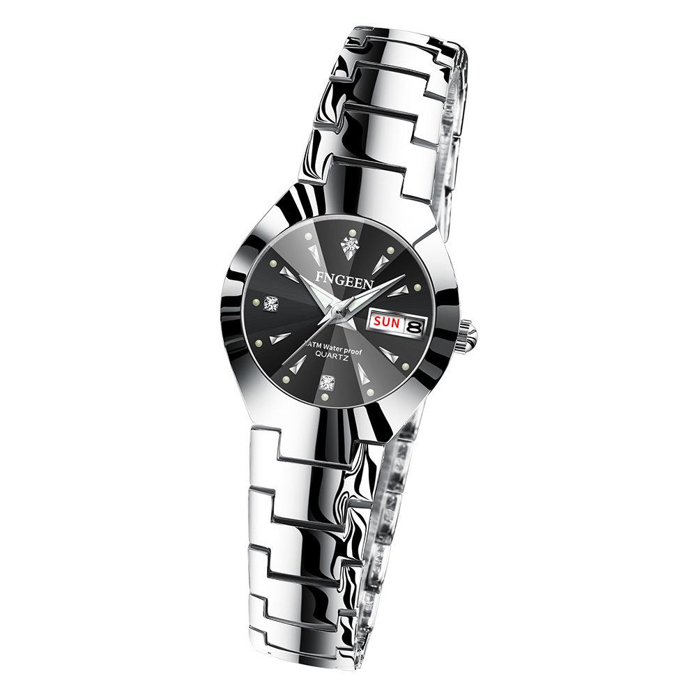 Korean Style Tungsten Color Ultra-Thin Waterproof Quartz Watch for Couples