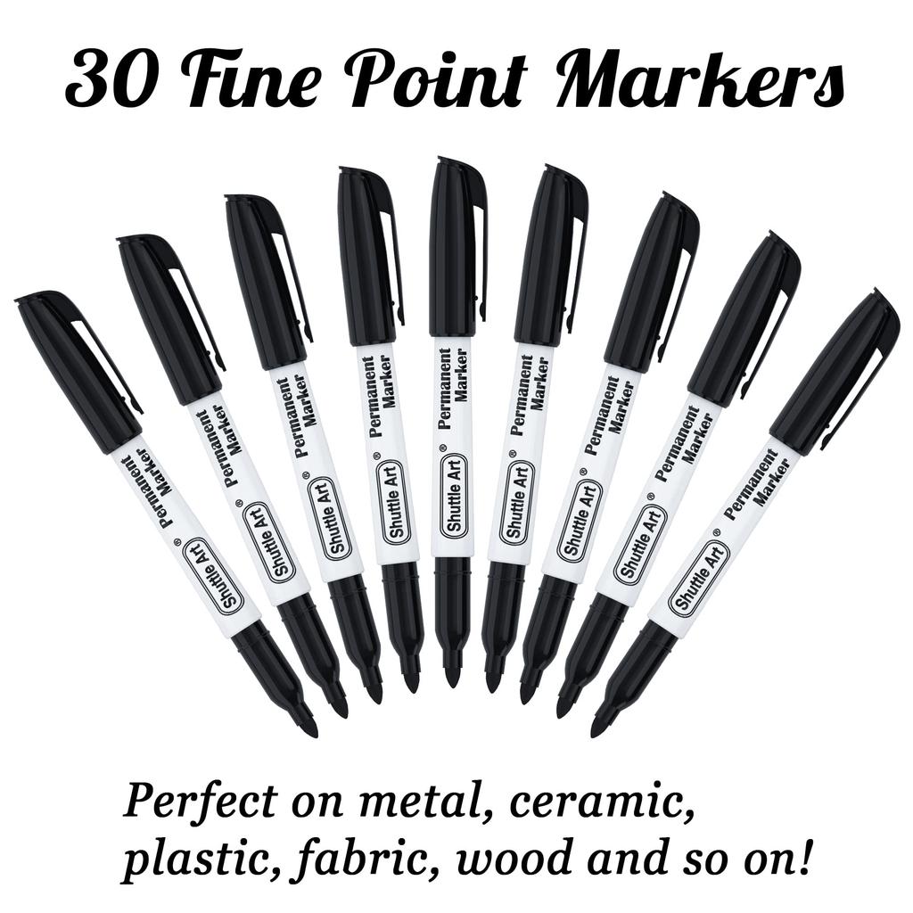 Shuttle Art Marker Art for Pens, Markers, Black, 30-Pack, Quick-Drying, Water-Resistant, Sketching, Drawing, Doodling, Illustrations, etc. (Cart)