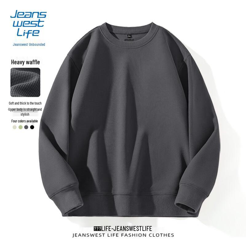 JEANSWEST LIFE Мужской свитер с вафельным узором в американском стиле с круглым вырезом