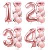 10pcs Pink Birthday Party Gold Number Foil Balloons Birthday Party Decoration Kid Baby Girl Princess 1 2 3 4 5 6 7 8 9 Years