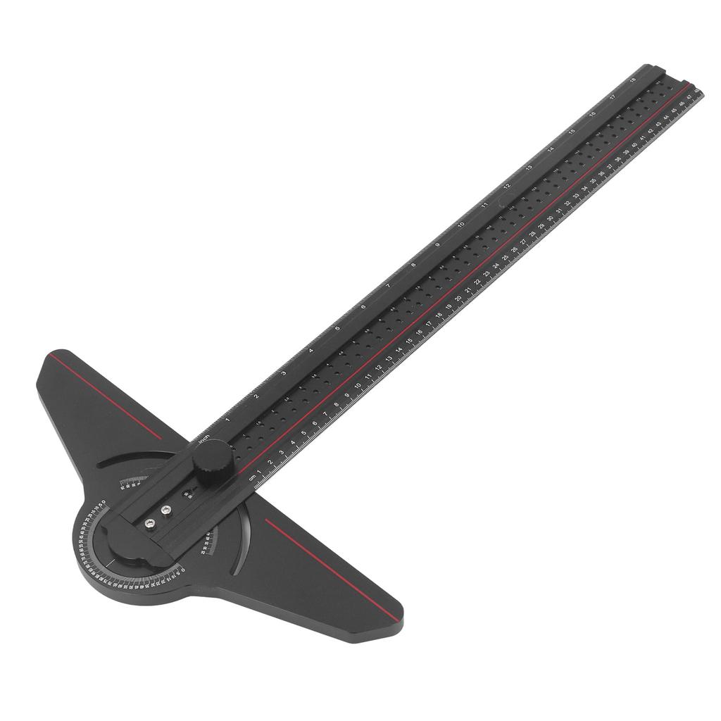 Woodworking T Ruler Aluminum Alloy Multifunctional Carpenter Scriber with Rotatable Angle Gauge