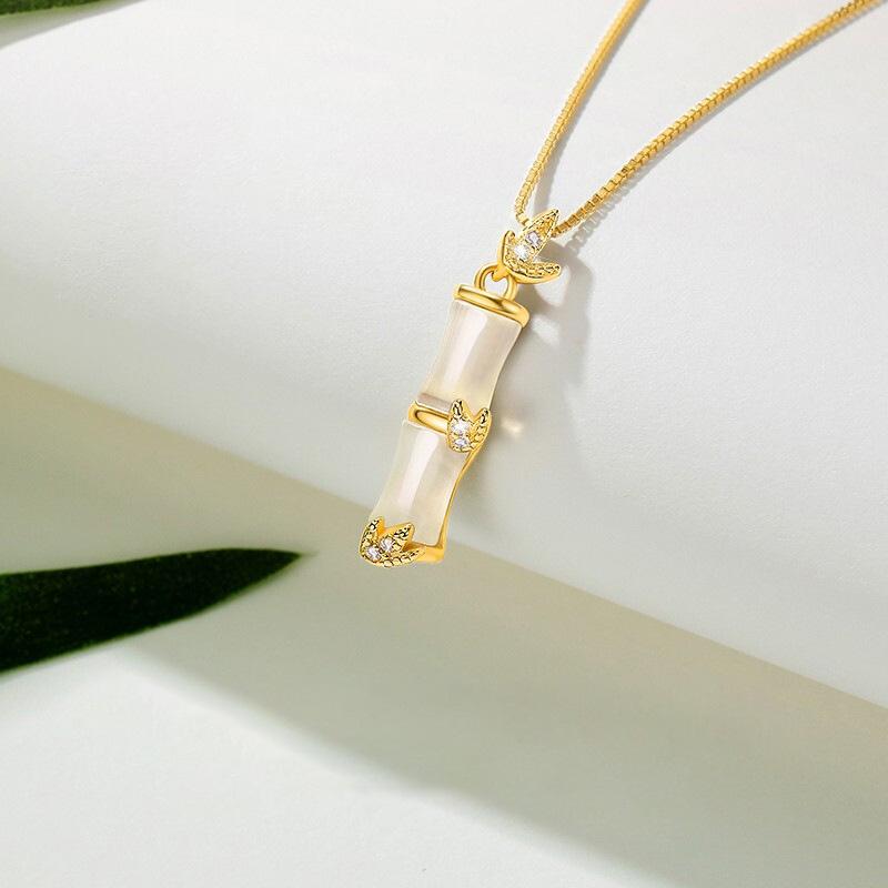 Бамбуковое ожерелье для женщин, Японское и корейское простое модное универсальное ожерелье-подвеска «Кошачий глаз», цепочка для ключицы