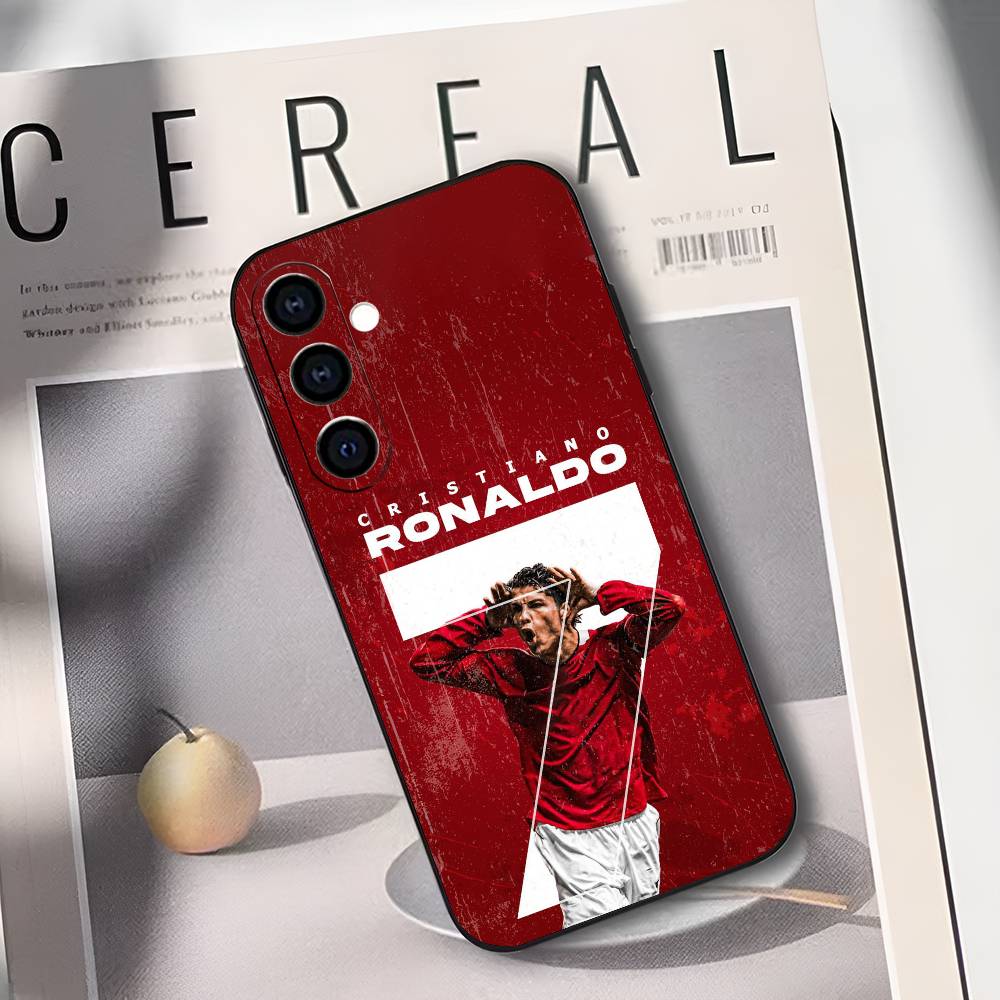 Футбольный чехол для телефона Ronaldo C-CR7 для Samsung Galaxy A73, A72, A71, A70, A53, A52, A51, Мягкий силиконовый черный чехол