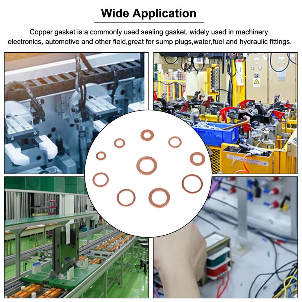 Медная шайба, прокладка, гайка и болт, набор плоских колец, набор уплотнений, комбинированный набор уплотнений, плоские установочные шайбы M5/M6/M8/M10/M12/M14 200 шт.