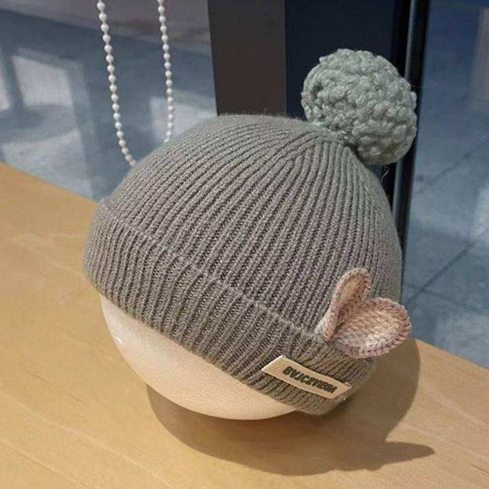 Мультяшная вязаная шапка с ушками кролика для детей, теплая детская шапка для малышей, новорожденных