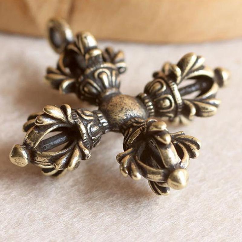 Винтажный латунный крест Ваджра с бриллиантовым пестиком, брелок, подвеска, автомобильная сумка, украшения