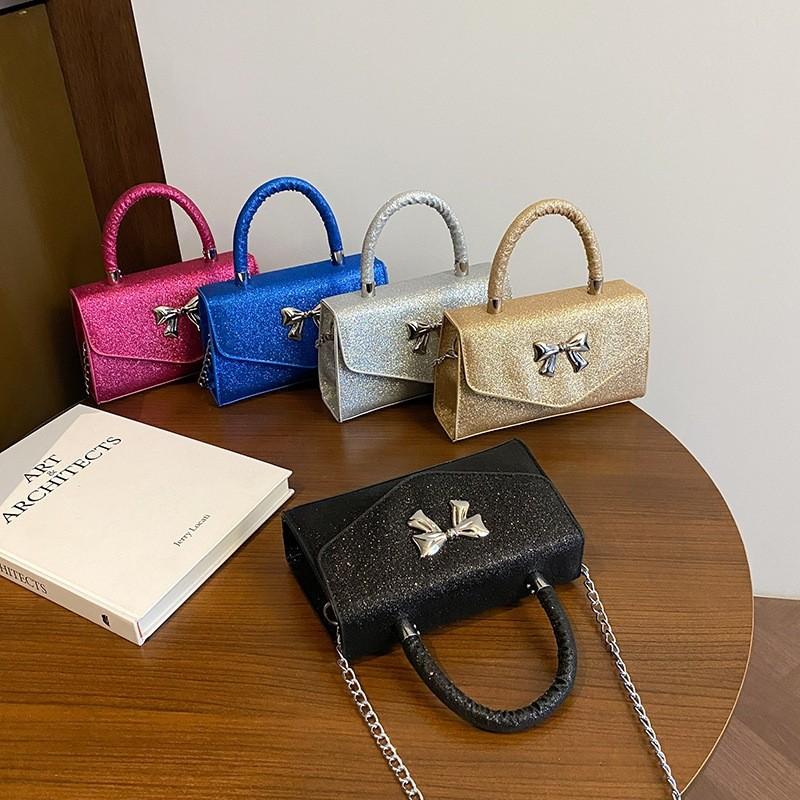 Нежная и модная сумка-бант и блестящая цепочка на одно плечо для повседневных выходов