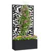Metal Garden Bed with Trellis, Wall Mounted or Freestanding Raised Planter with Privacy Panel, Black