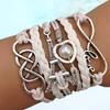 Женский браслет из 8 слов с символом плетеного многослойного сердца с башнями из искусственного жемчуга