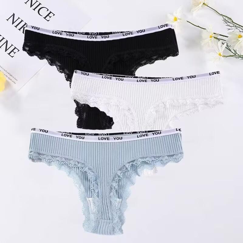 3PCS Women Thongs Panties G-String Cotton Women Underwear Female Low Waist Sexy Thong Womens Intimates Thongs Lingeries Tangas
