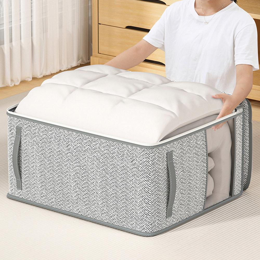 Gray Clothes Organizer Bag, Quilt Storage Bag, Wardrobe Clothes Sorting Bag, With Window Storage Bag Waterproof Storage Bag