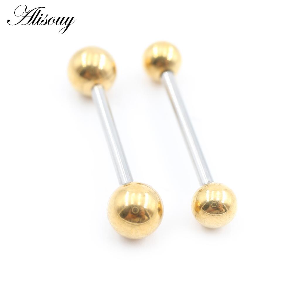 Alisouy 1PC нержавеющая сталь язык штанга пирсинг нить унисекс лабрет губы кольца бар трагус спирали серьги гвоздик украшения для тела