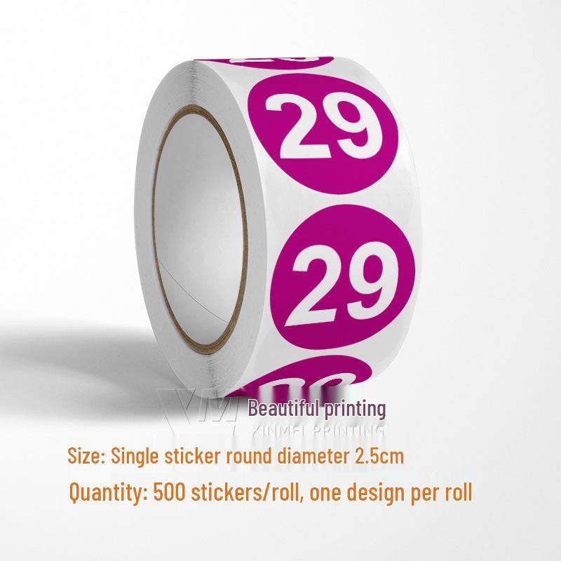 Самоклеящиеся круглые наклейки с номерами 1-33 – Цветные этикетки-идентификаторы в рулоне