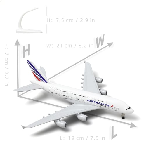 QIYUMOKE A380 France 1/300 Diecast Metal Airplane Model - A380 Sky Jumbo A380 Model Airplane with Stand (7.5" Long) for Aviation Enthusiast Gift or Di