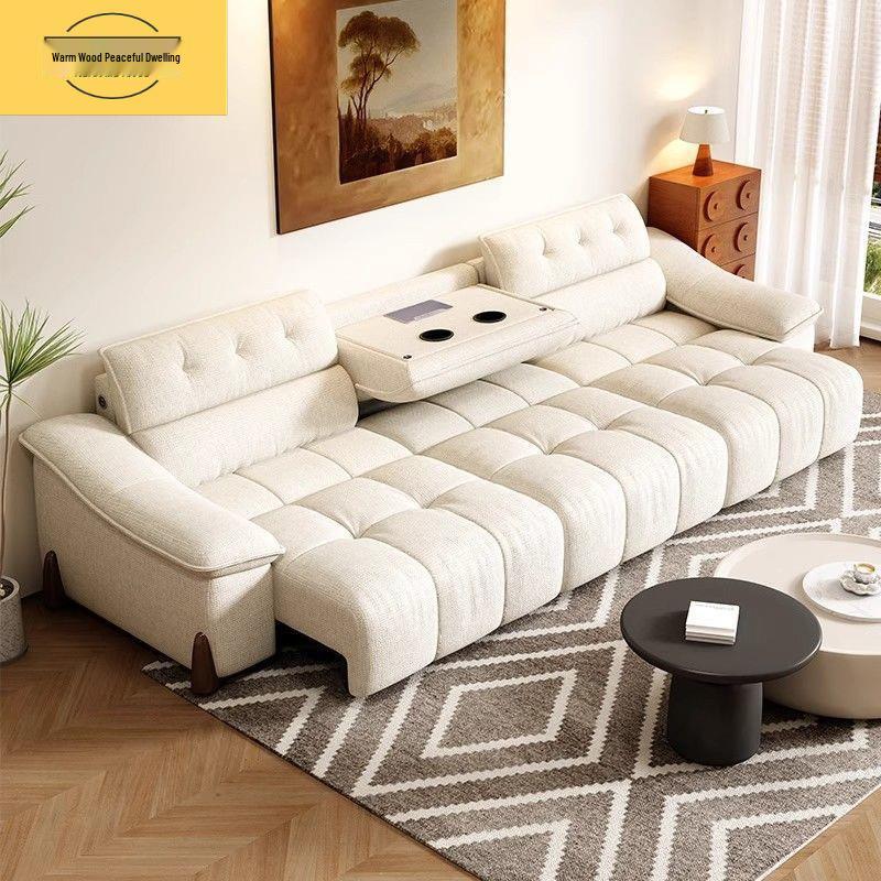 Chenille Electric Multifunctional Cream Fabric Sofa for Living Room