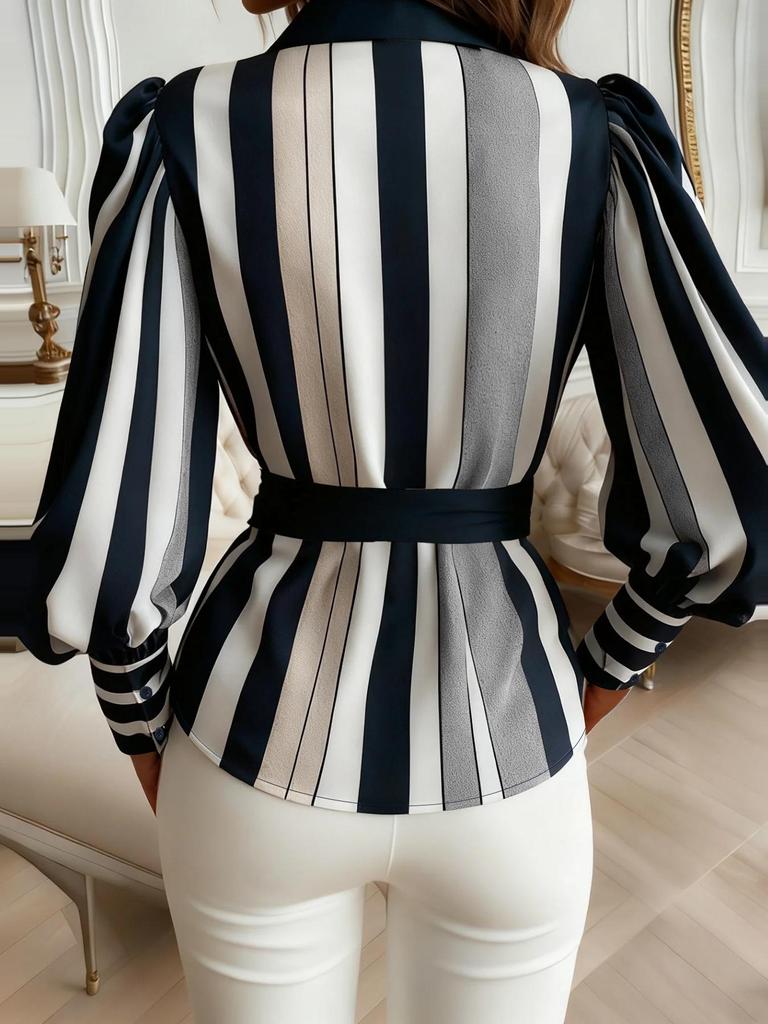 Женская повседневная рубашка с длинным рукавом и галстуком-бантом в европейско-американском стиле