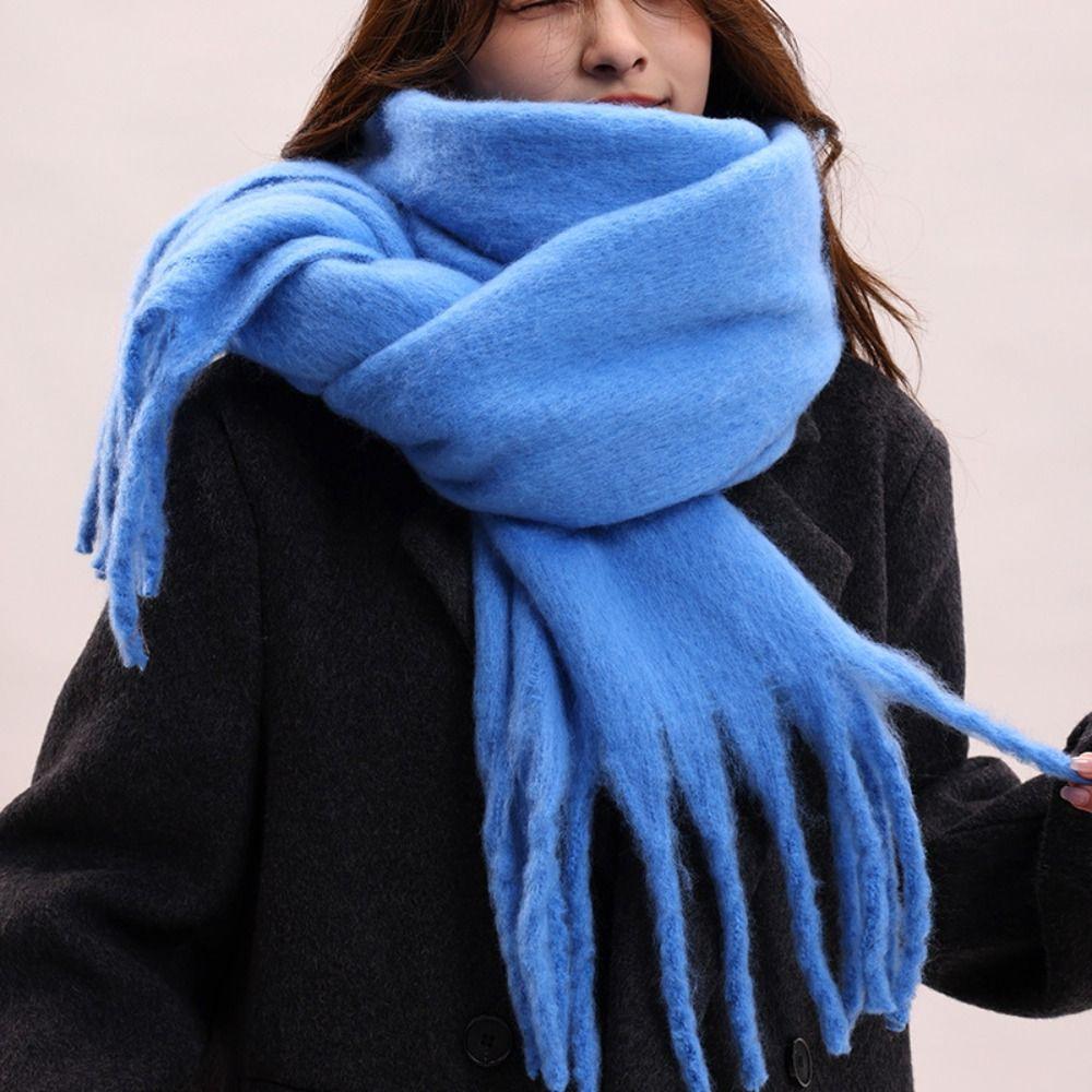 Mohair Winter Wool Scarf Plush Long Shawl Retro Winter Cashmere Scarves Girl