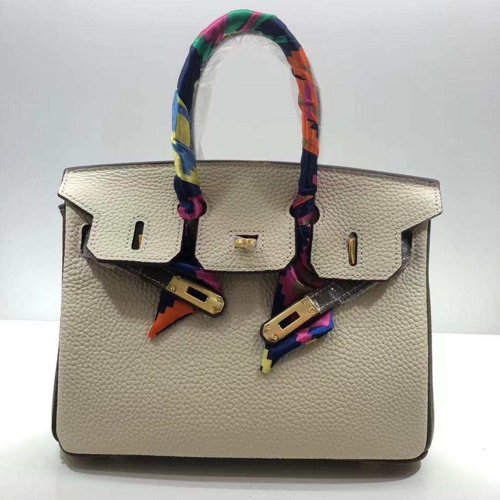 Сумка на плечо из коровьей кожи Colorblock Platinum Lychee Grain 2024 года — повседневная сумка для поездок на работу