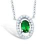 [L7246] - Silver Necklace 'Sissi' Silvery White Emerald (rhodium-plated) - 12x8 Mm