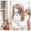 REEWES Pigtails Roll Wig With Bang Black Synthetic Hair For Cute Doll Chic Teen Girls Cosplay Princess Halloween Cos