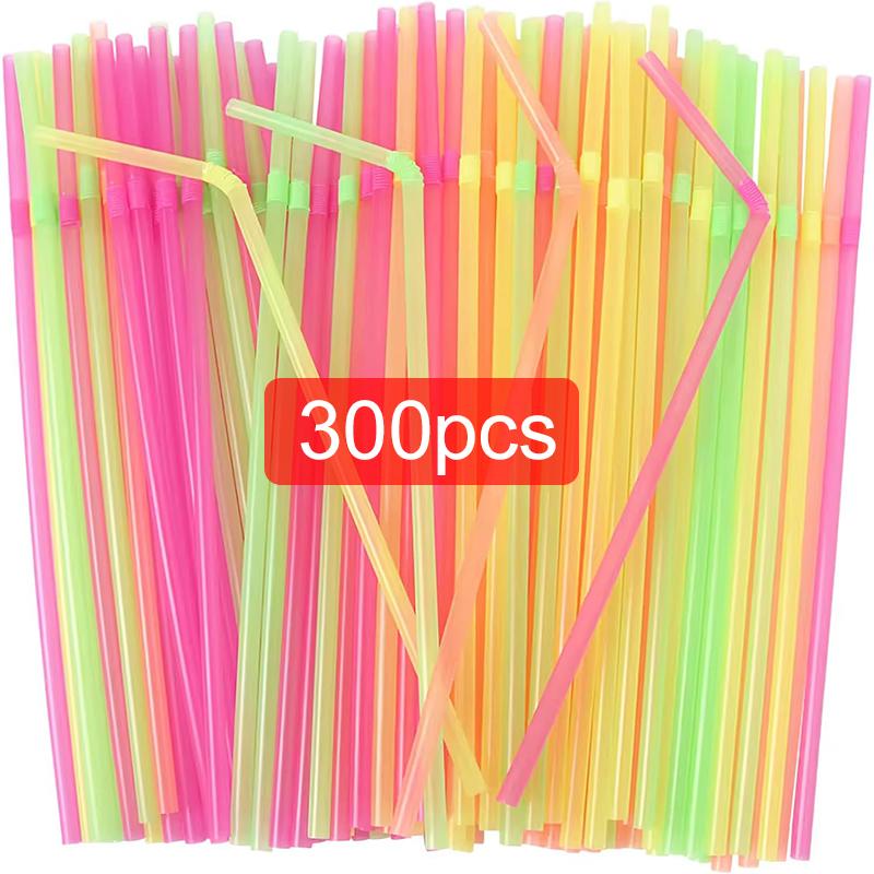 100~300 шт. Одноразовые соломинки Разноцветные Гибкие Пластиковые Сгибающиеся Питьевые Соломинки Бытовые DIY Стайлинг Кухонные Принадлежности Портативные TMZ