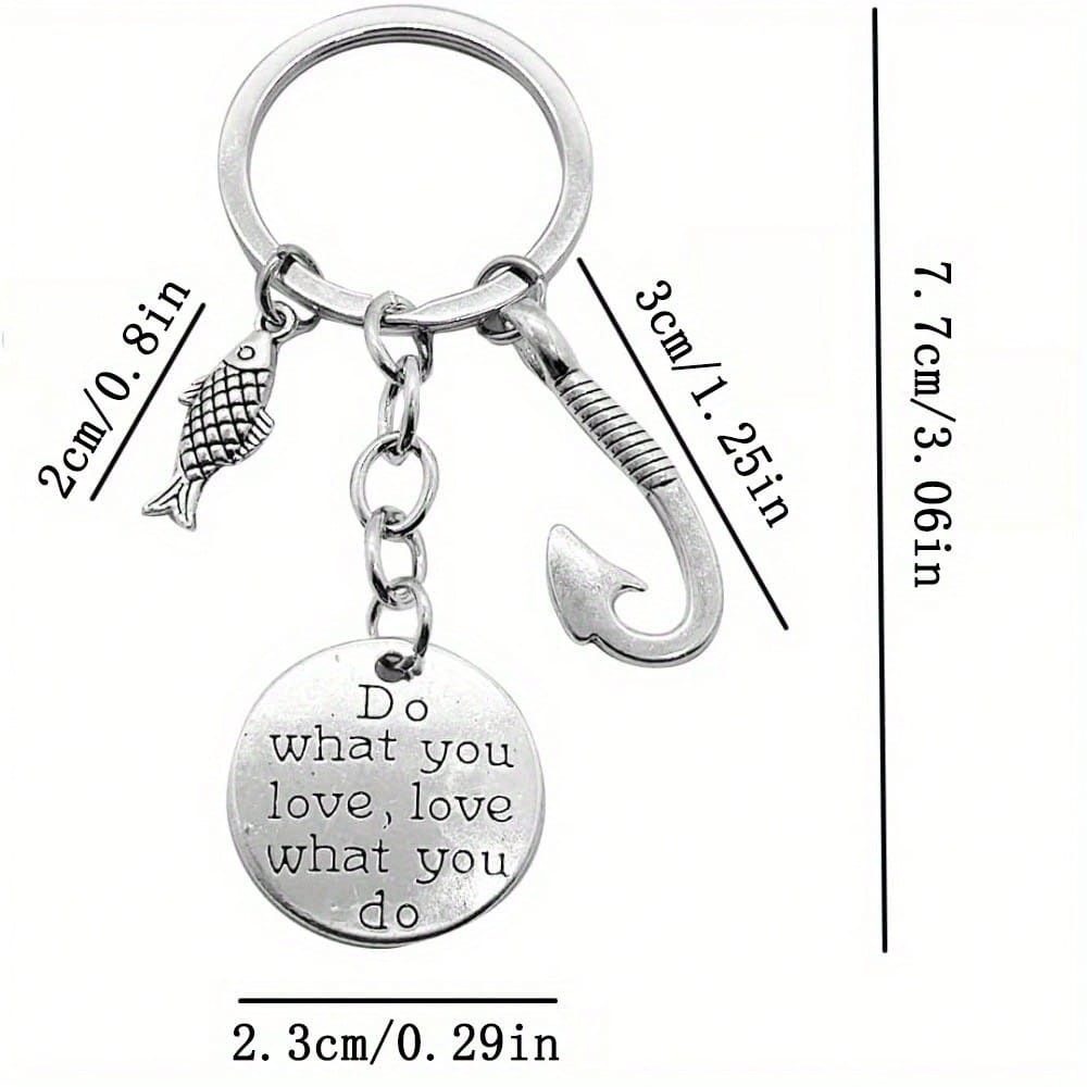 4pcs Fishing Keychain Fish Hook Keychain with Do What You Love Love What You Do Charm Fisherman Gift Birthday Gift