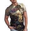 New Summer Men's Fashion T-shirt Personality Peek-a-boo Kitten Printed Men's T-shirt Top