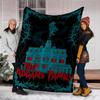 1pc Haunted House Outdoor Personalized Flannel Blanket, Soft, Lightweight Personalized Flannel Blanket, Digital Printing,