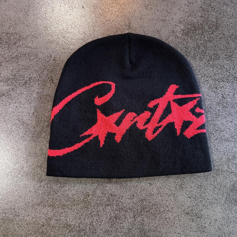 Уличная надпись Контрастный цвет Шерстяные вязаные шапки Осень Зима Теплая Y2K Хип-хоп Кепка Аксессуар