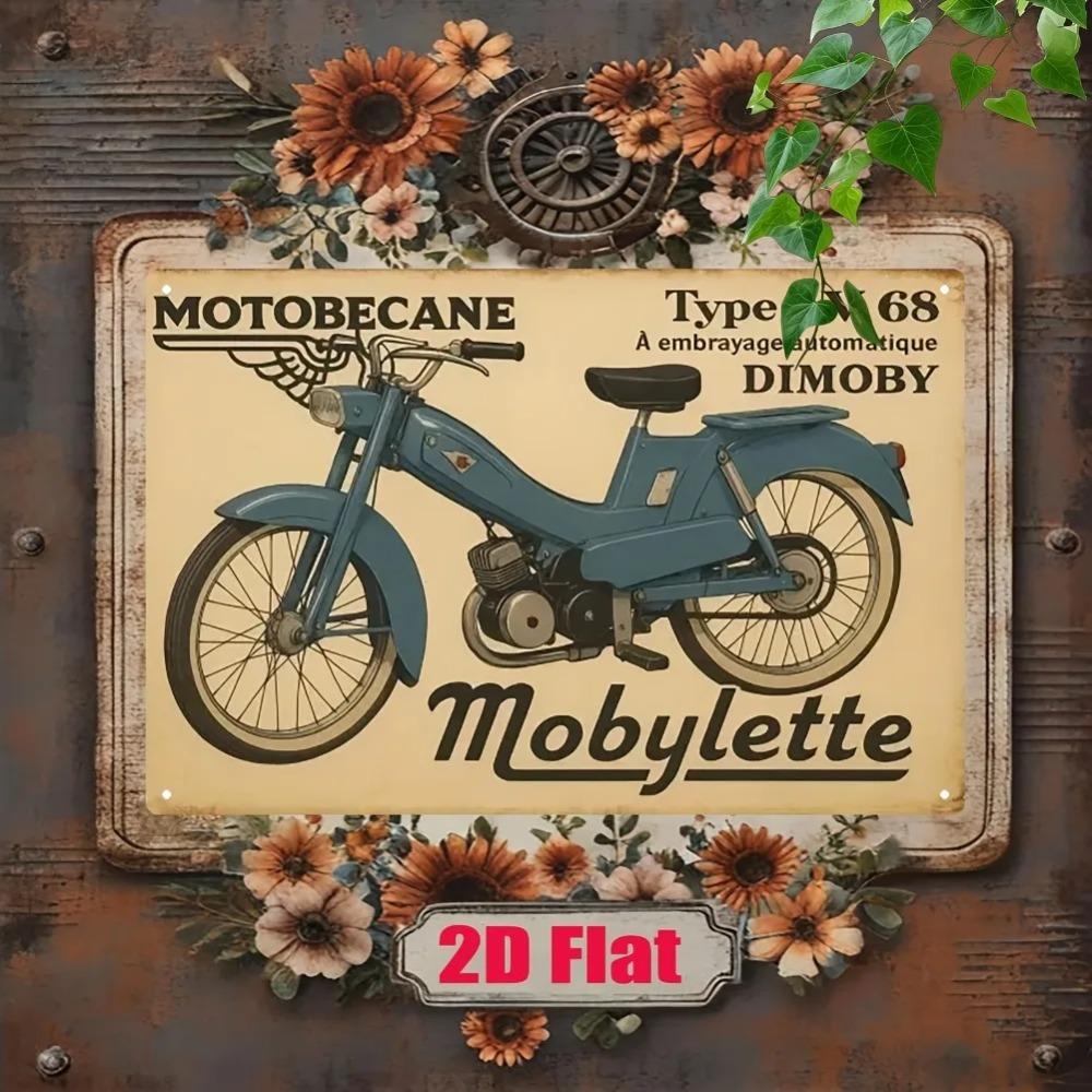 Metal Vintage Mobylette Motorcycle Tin Sign Wall Decor Retro Metal Plaque