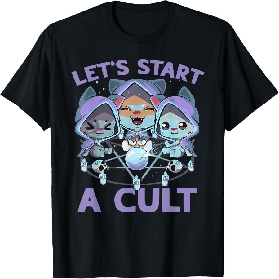 Pastel Goth Kawaii Occult Cats Summon Let's Start A Cult Cat T-Shirt