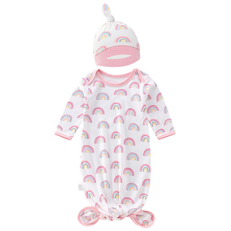 Спальный мешок для новорожденных с шапочкой, 100% хлопок, детская пеленальная пижама для мальчиков и девочек, однотонное пеленальное полотенце с принтом для младенцев 0-12 мес.