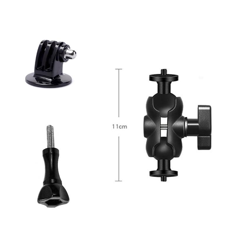 Aluminum Double Socket Extension Arm 1 Inch Ball Head Adapter for GoPro Insta360 DJI Accessories Bike Motorcycle Bracket Holder