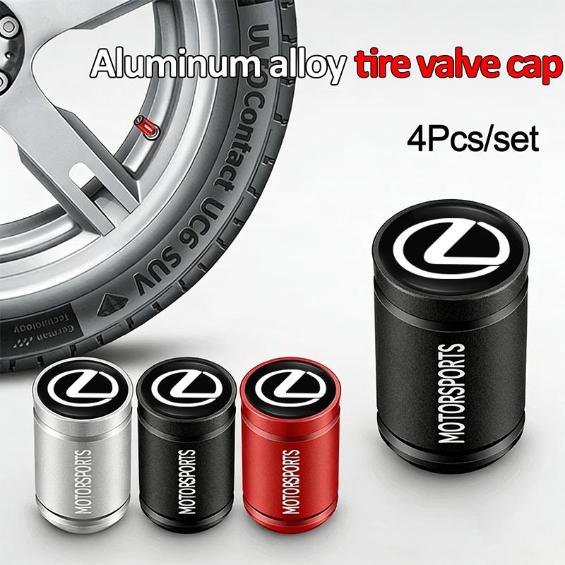 4Pcs Car Emblem Wheel Tire Valve Caps Covers Car Accessories For Lexus UX250h GS350 RX350 Ct200h NX300h ES300h IS350 GS300 IS200