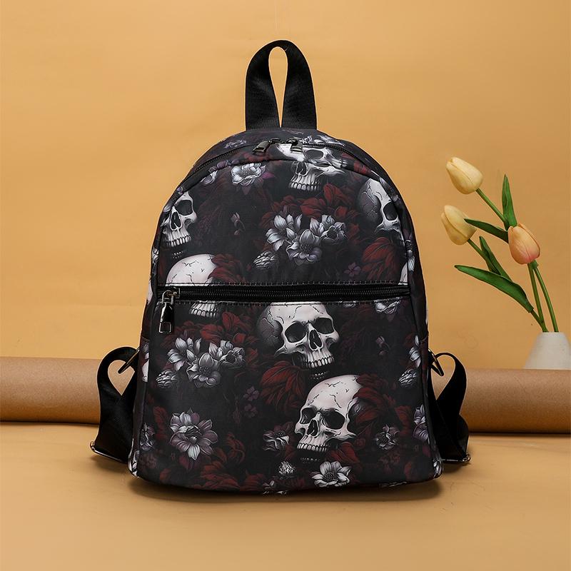 Ghost Skull Print Backpack Computer Laptop Shoulder Bag Halloween Oxford School Bag for Women GirlsTravel Daypack KTY