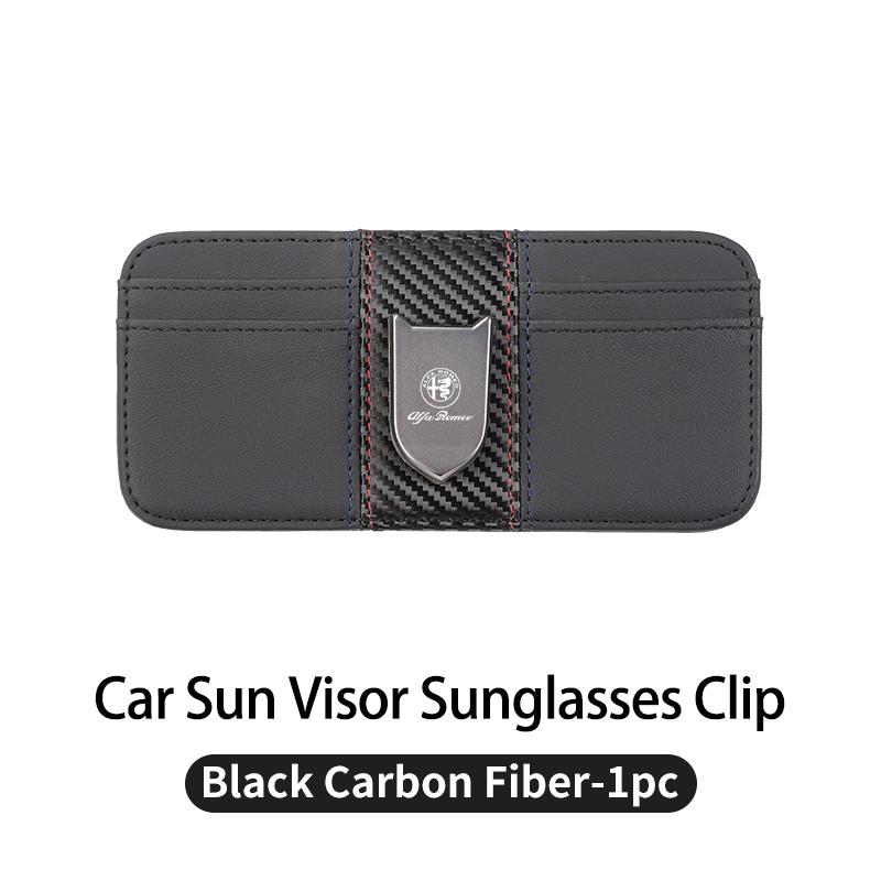 Car shield leather double-sided card bag glasses clip interior For Alfa Romeo 159 Giulietta Giulia 147 Mito 156 166 GT Stelvio QI7