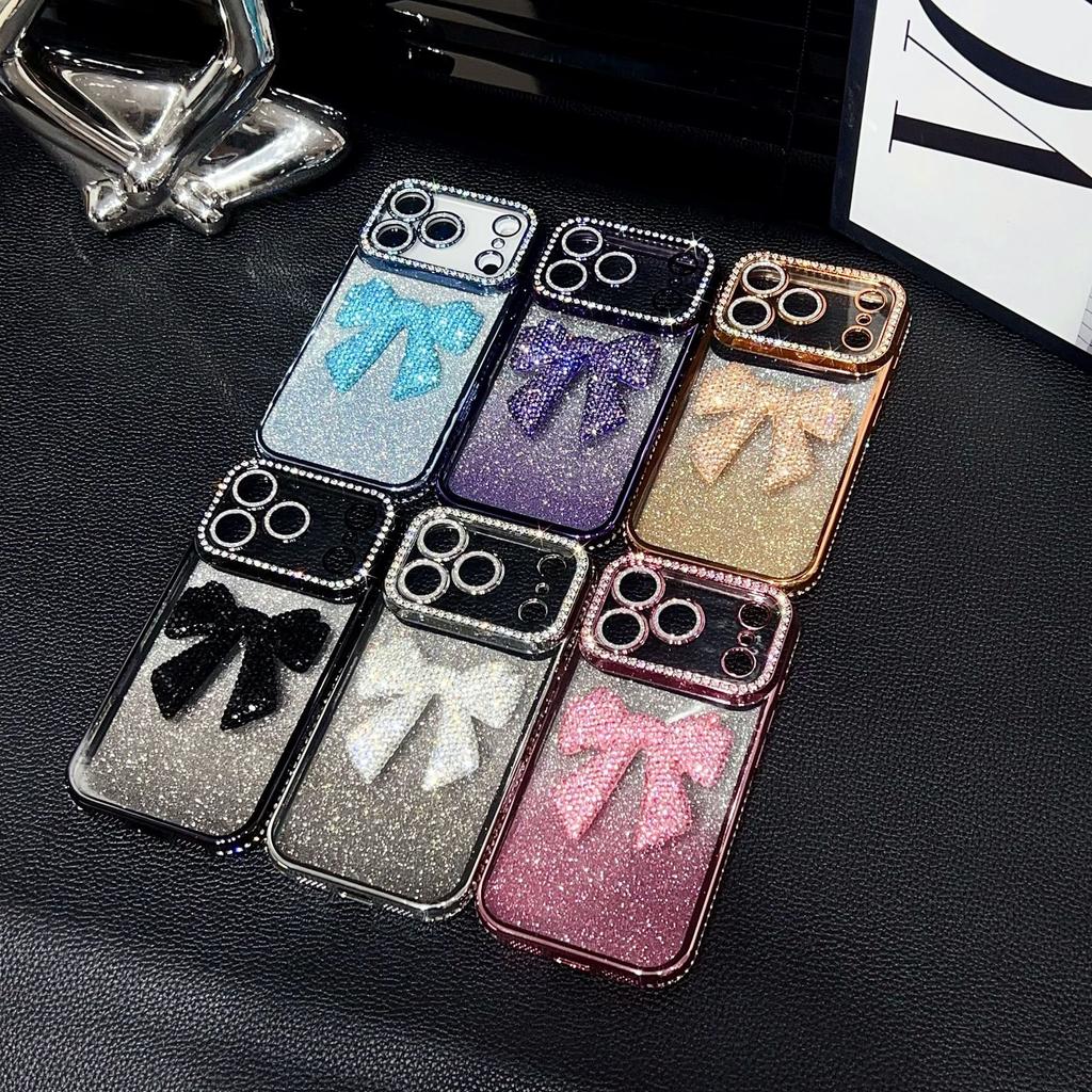 Light luxury rhinestone iPhone11Pro mobile phone case bow Apple 11Pro loose powder lens film protective case