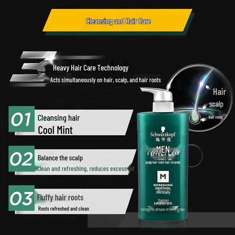 Schwarzkopf Мужской освежающий мятный шампунь
