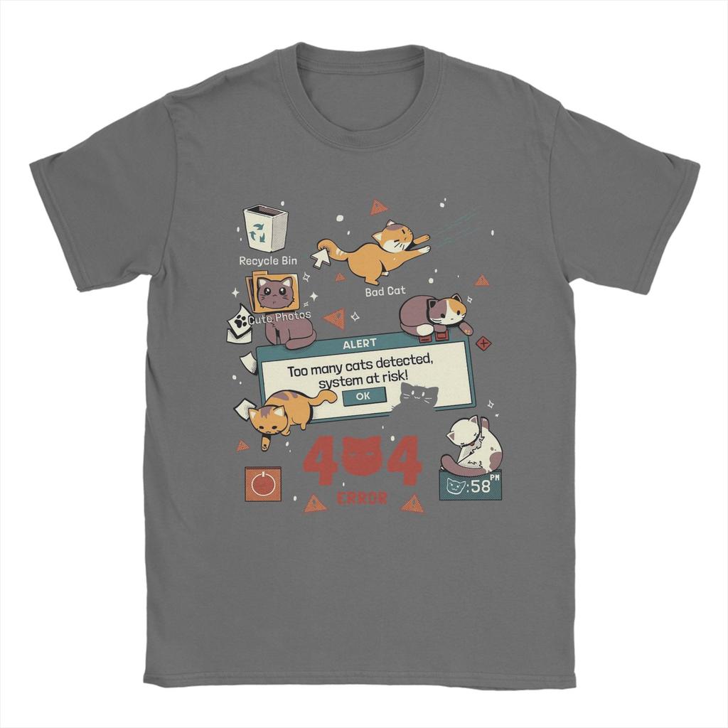 Men Too Many Cats Alert Playing Computer T Shirts 100% Cotton Clothing Casual Short Sleeve Crew Neck Tee Shirt Party T-Shirt
