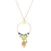 [Q8633] - Designer Necklace 'Boho' Steel Green Gold - 65x35 Mm