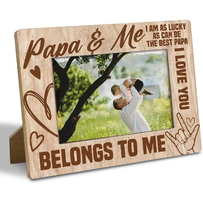 Grandpa Birthday Gift, “I Love My Grandpa, 4x6 Inch Rustic Wooden Picture Frame Tabletop Display, Heartfelt Gift for Grandparent's Day, Birthday,